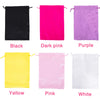 A set of satin wig storage bags in black, dark pink, purple, yellow, pink, and white.