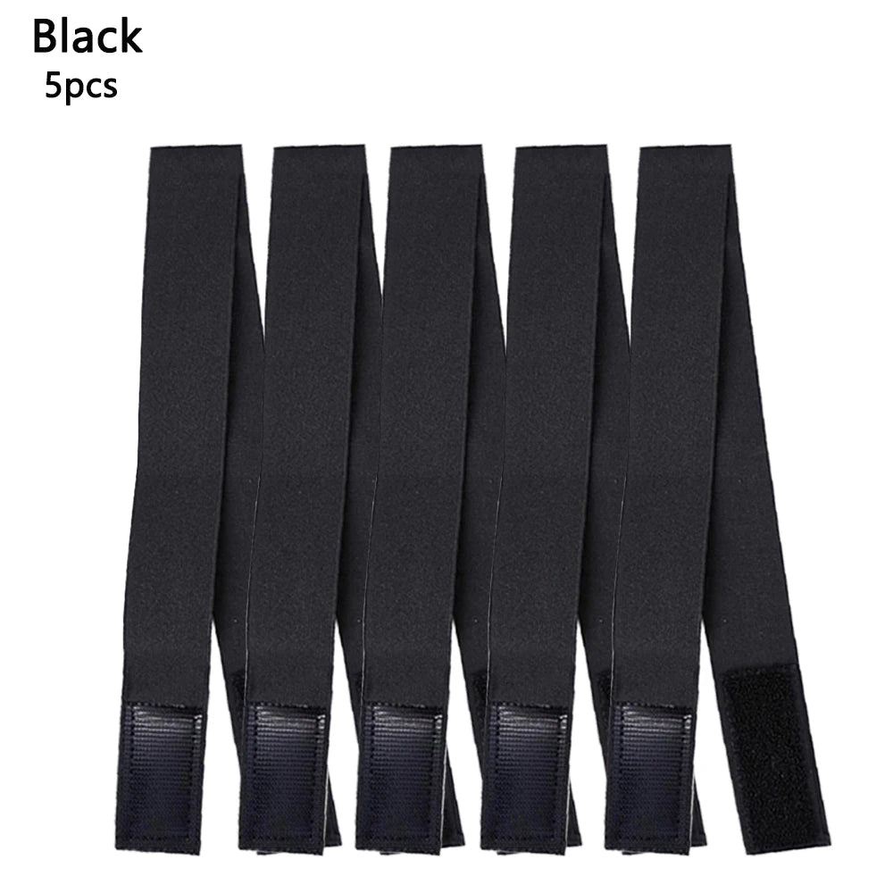 Five black adjustable lace headbands for wigs and scarves