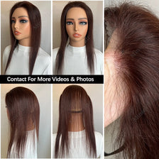 Close-up photos and videos of dark brown lace front hair toppers for high foreheads