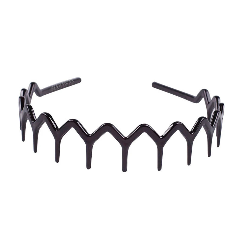 Black zigzag headband hair comb used for face concealment