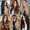 Collage de diversas extensiones de cabello largo y ondulado para clip