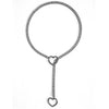 A silver chunky heart slip chain necklace with a delicate pendant.