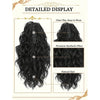 Exhibición detallada de extensiones de cabello rizado negro mostrando el clip y el final natural