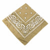 A square beige bandana featuring an intricate white bohemian print design.