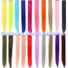A collection of rainbow colored straight hair pieces in various shades and lengths.