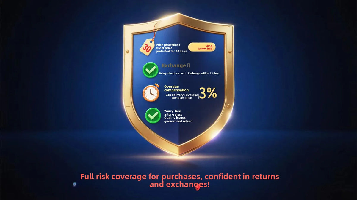 A gold-framed certificate detailing product guarantees including price protection, exchange options, and warranty information