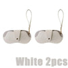 Two white PU leather eyewear storage cases with gold-colored ear loops.