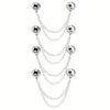 Silver multi-function magnetic clothing clips arranged in a hanging display.