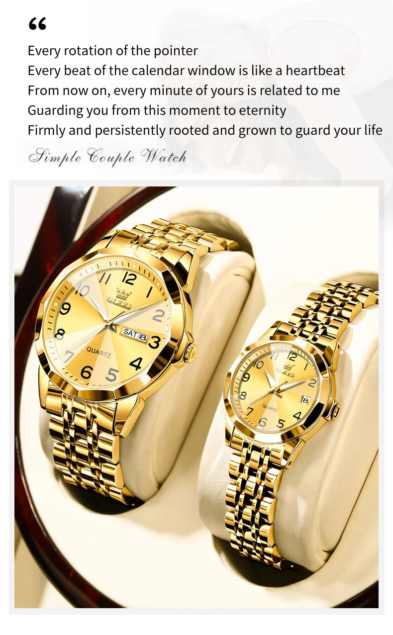 Goldfarbige Quarz-Armbanduhr mit silbernem Zifferblatt und goldenem Armband auf hellem Untergrund.