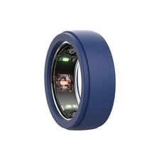 A dark blue silicone protector designed for an Oura ring.