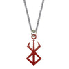 Collar de cadena plateada con dije de espada anime Berserk roja