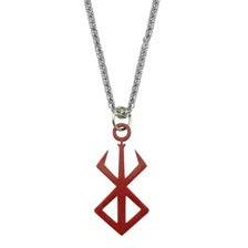 Silberkette mit einem roten Anime Berserk Schwert-Logo Anhänger