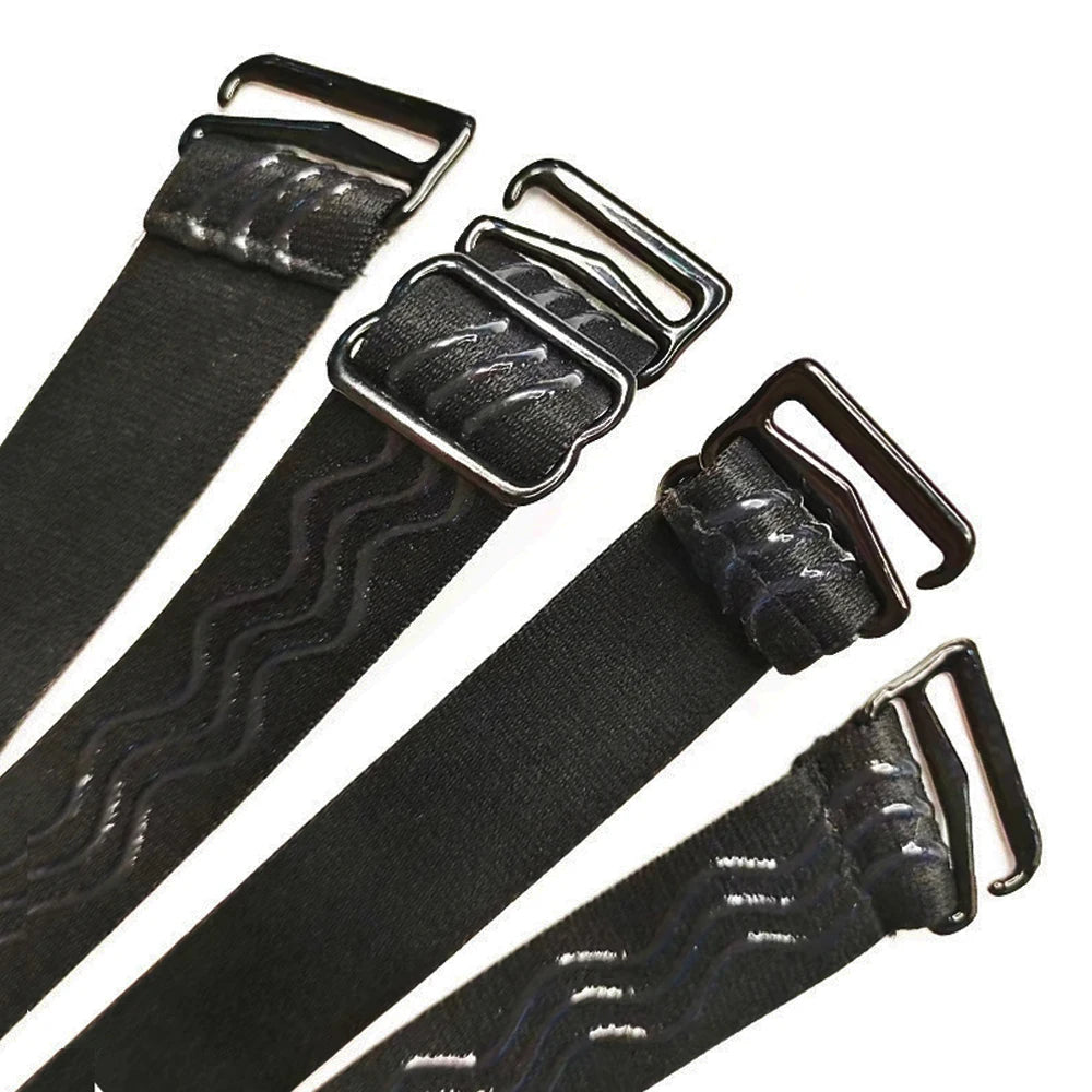 Schwarze, rutschfeste, verstellbare Perücke mit silbernen Metallverschlüssen