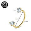 Solid titanium G23 nose ring featuring a clear cubic zirconia crystal.