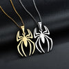 Un collier pendentif araignée en acier inoxydable, une teinte or et une teinte argent.