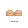 A pair of peach-colored stretch mesh wig caps for hair netting, packaged as 2 pieces per pack.