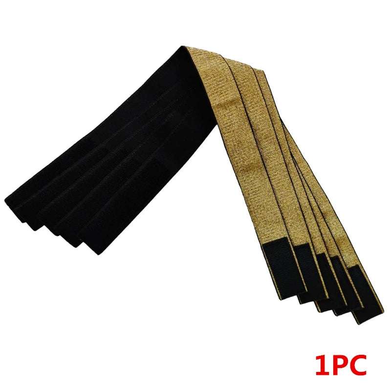 Un juego de bandas elásticas ajustables negro y marrón para los bordes de peluca.