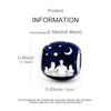 A sterling silver charm featuring a blue moon and stars design with a hole diameter of 0.18 inches.
