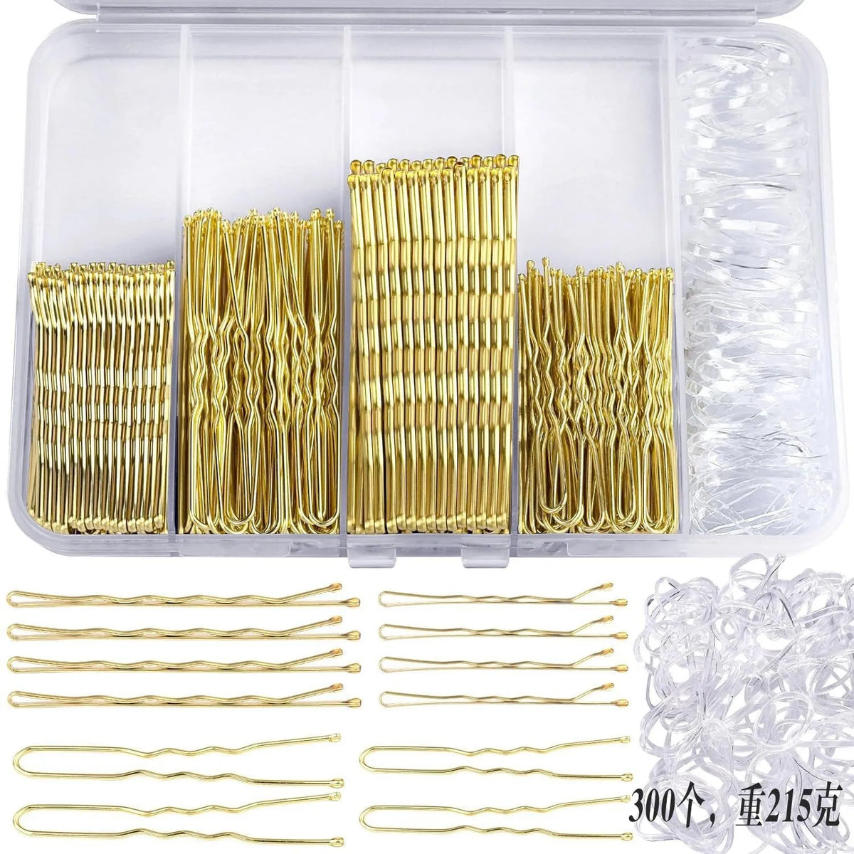 Bulk set of brown hair and clear bobby pins with 300 pieces