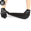 Black moisture-wicking cycling beanie cap being worn on a hand and arm.