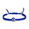 Blue Turkish Evil Eye charm bracelet with a black and white eye bead.