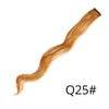 A straight, long, golden blonde synthetic hair extension with a clip-in band.