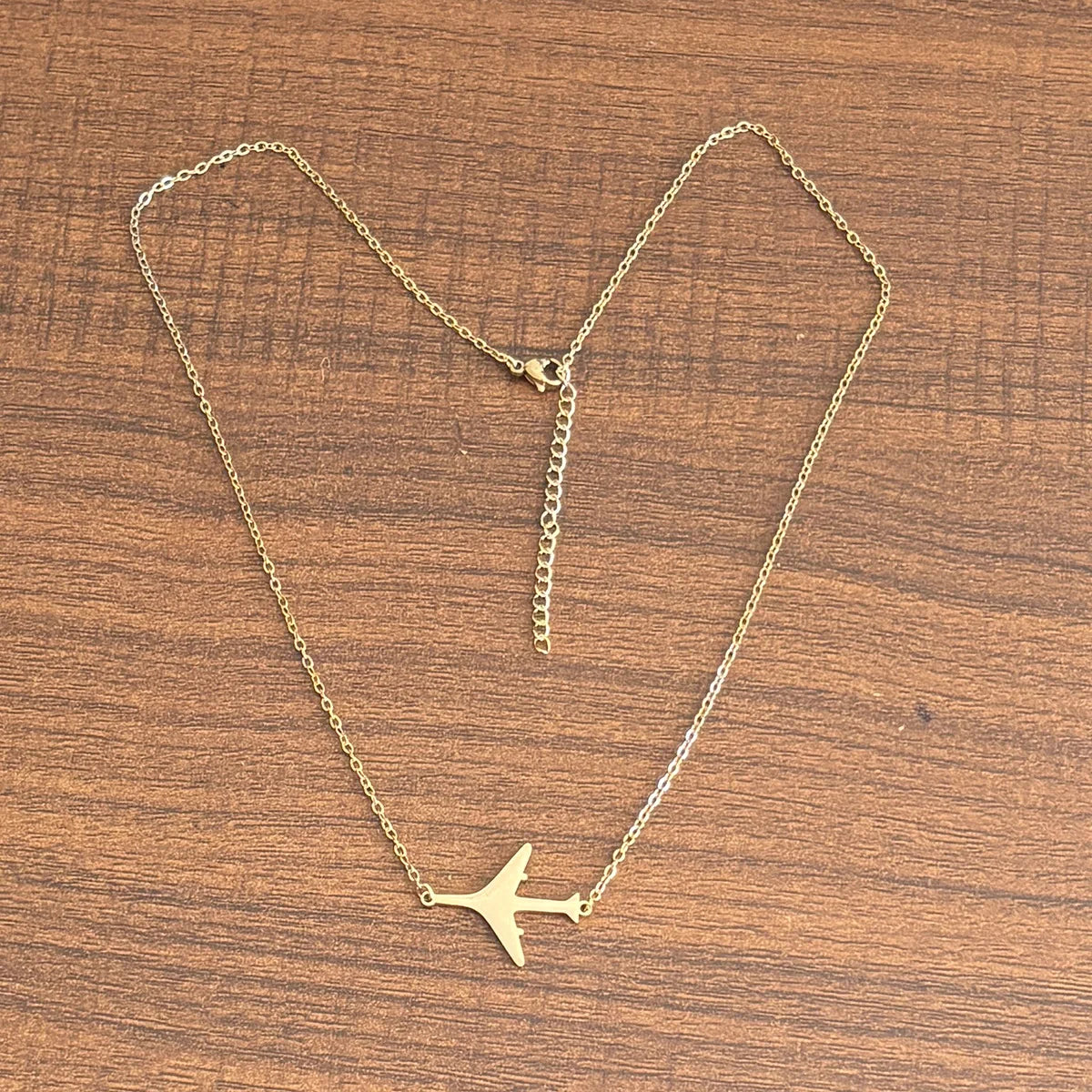 Stainless Steel Airplane Pendant Necklace