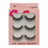 A box of 3 pairs of soft natural reusable mink strip eyelashes.