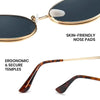 Goldgerahmte Retro-Oval-Sonnenbrille mit dunklen Linsen und hautschonenden Nasenpolstern