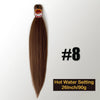 A bundle of dark brown pre-stretched Kanekalon braiding hair extensions labeled #8, 26 inches long and weighing 90 grams.