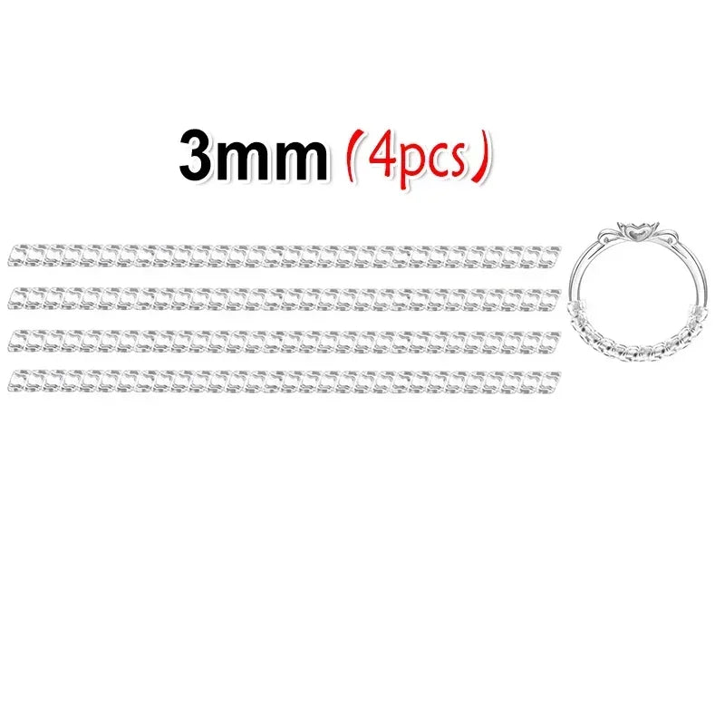 A set of four 3mm invisible ring sizer tools for jewelry making.