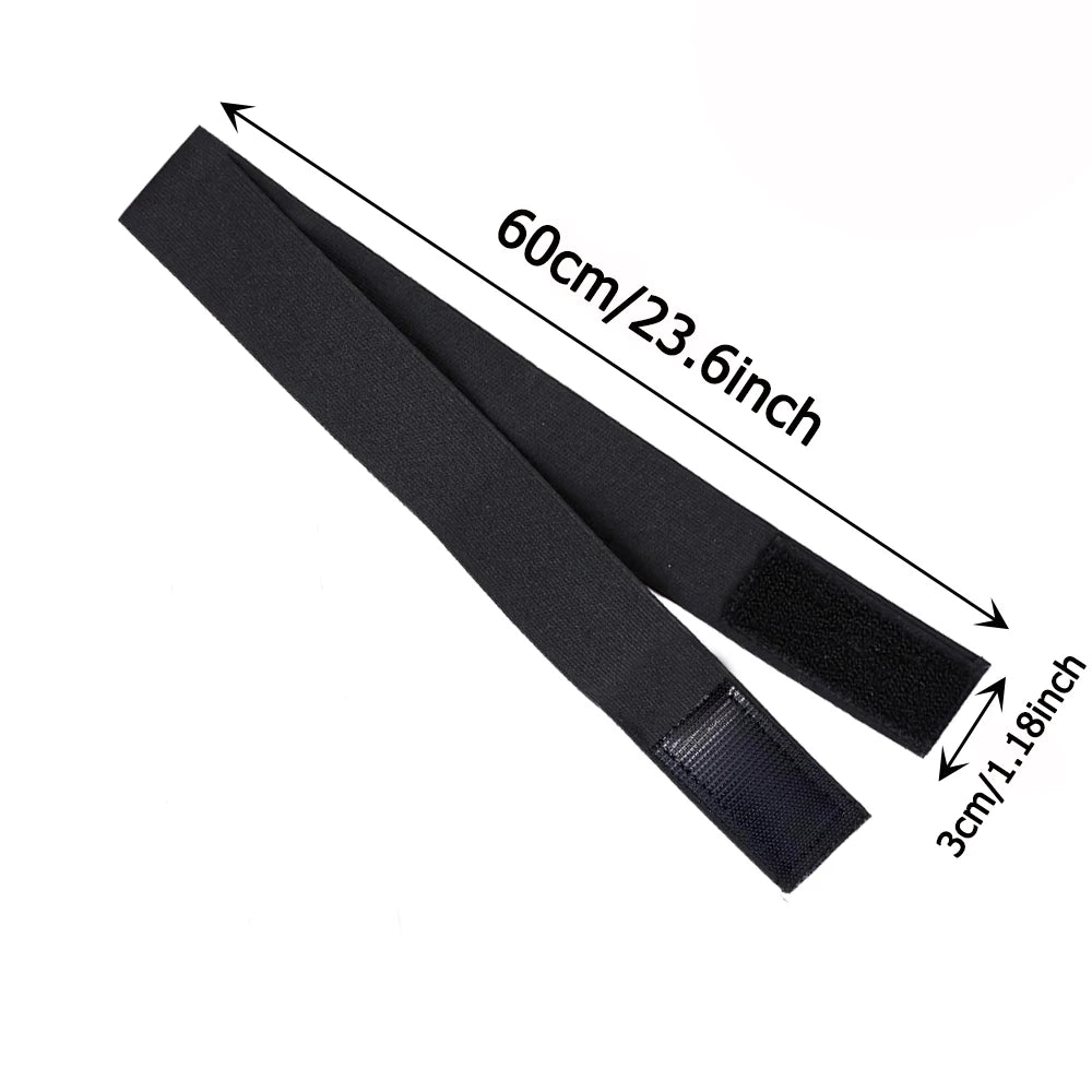 Black adjustable lace headband measuring 60cm long and 3cm wide