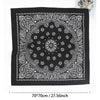 Black and white paisley bandana scarf featuring intricate floral mandala patterns