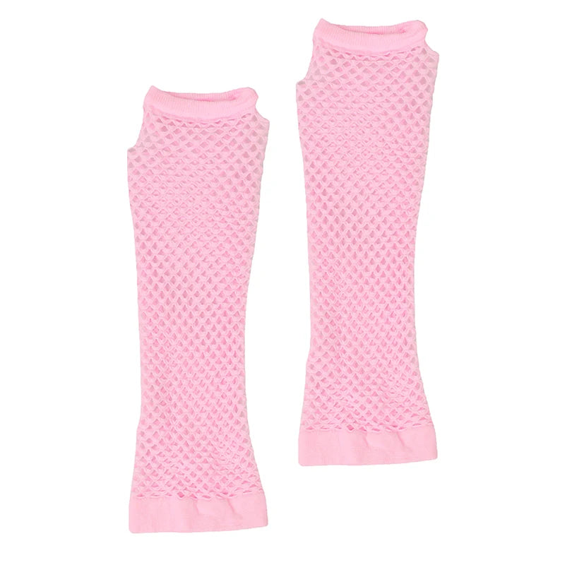 Manguitos de red rosa para fiesta o disfraz