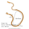 Gold stainless steel charm bracelet with a round water drop zircon detail