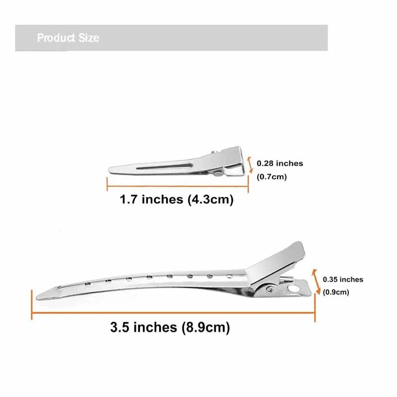 A pair of professional fixed hair pins shown in two different sizes, measuring 1.7 inches and 3.5 inches.