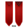 A pair of vibrant red hair extensions shown against a white background.