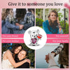 A collection of images showing a sterling silver devil's eye charm bracelet being given to friends, mothers, oneself, and fam