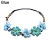 Blue bohemian flower headband made of woven natural material