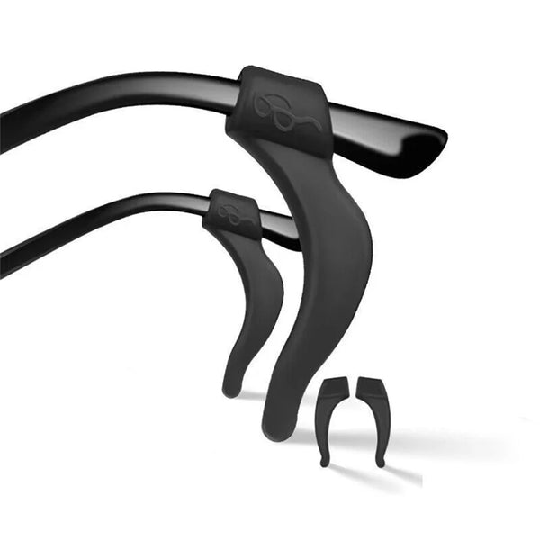 Black silicone anti-slip ear hooks for eyeglasses