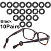 Black anti-slip silicone eyeglass ear hooks in a set of ten pairs