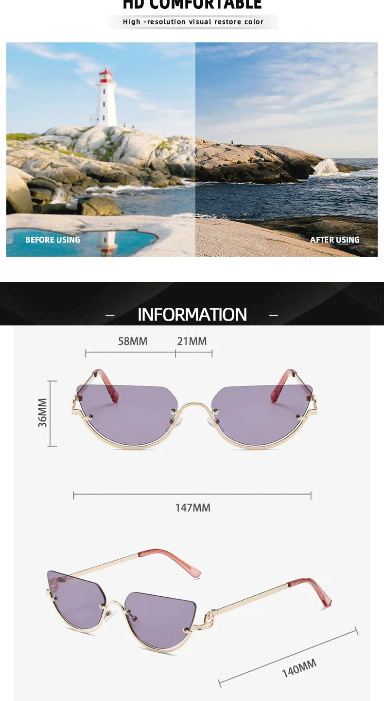 Paire de lunettes de cat-eye vintage classiques avec des verres violet clair et des montures dorées.