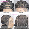 A full lace wig featuring cornrow braids with a textured pattern and an adjustable band for a secure fit.