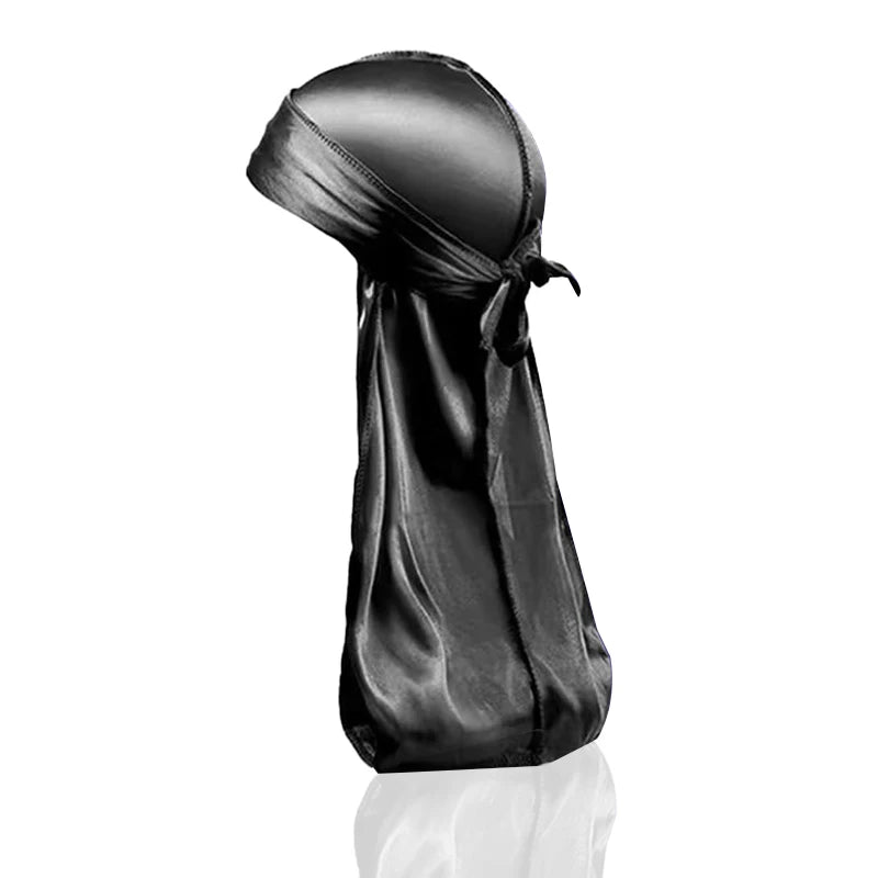 Bandana turbante de seda negra para hombre