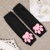 Black arm sleeves featuring pink cat paw designs for cosplay and sun protection