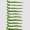 A vertical arrangement of professional fixed hair pins in a light green color.