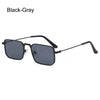 Black-gray retro vintage metal frame sunglasses with thin arms