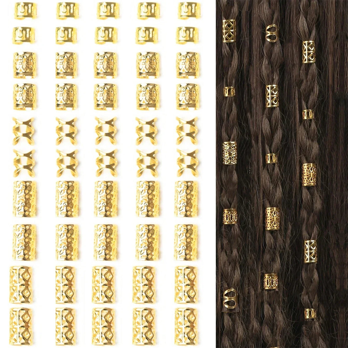 Goldlegierte Haarschmuckstücke zum Flechten und Dreadlocks