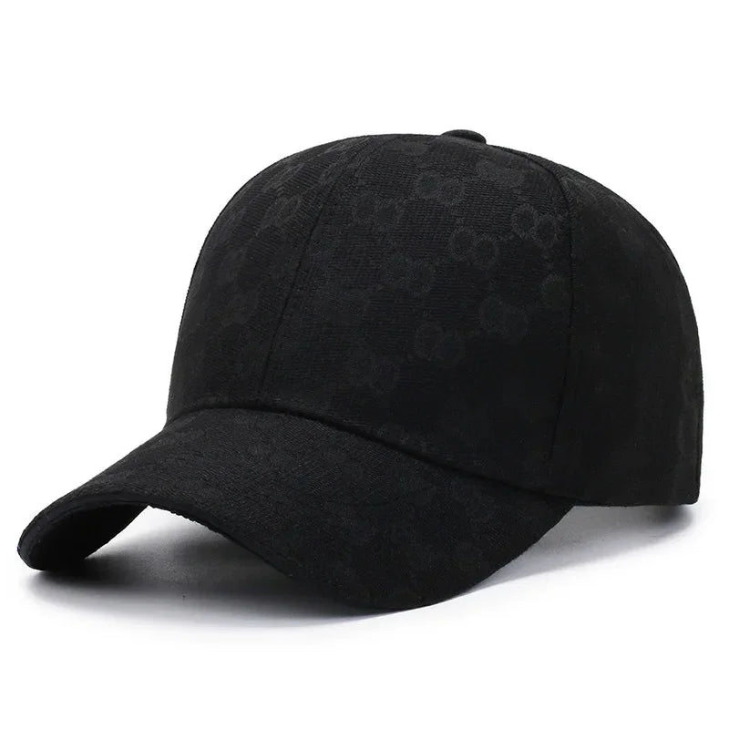 Black men's cotton dot pattern baseball cap shown from the side.