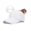 White breathable mesh criss-cross baseball cap shown from the side.